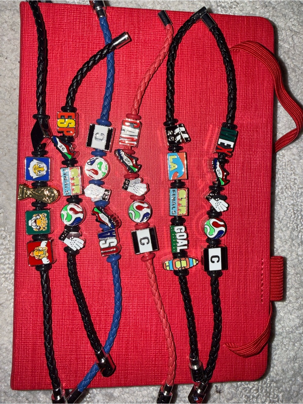 FIFA 2026 official QTR final Soccer Themed Braided Leather
Charm Bracelets